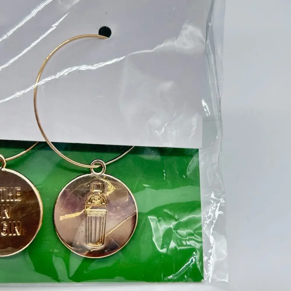 TANQUERAY Gold Tone Cocktail Charms Drink Glassware Wine Glass‎ Accessory Gift